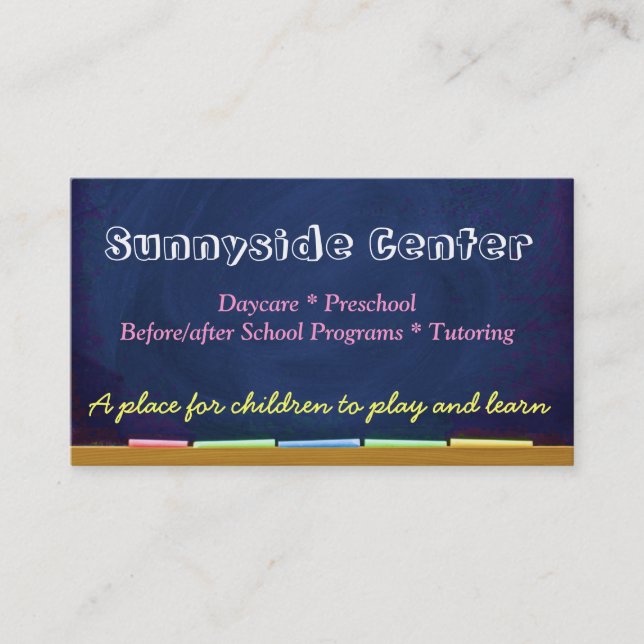 Daycare Childcare Chalkboard Business Card (Front)