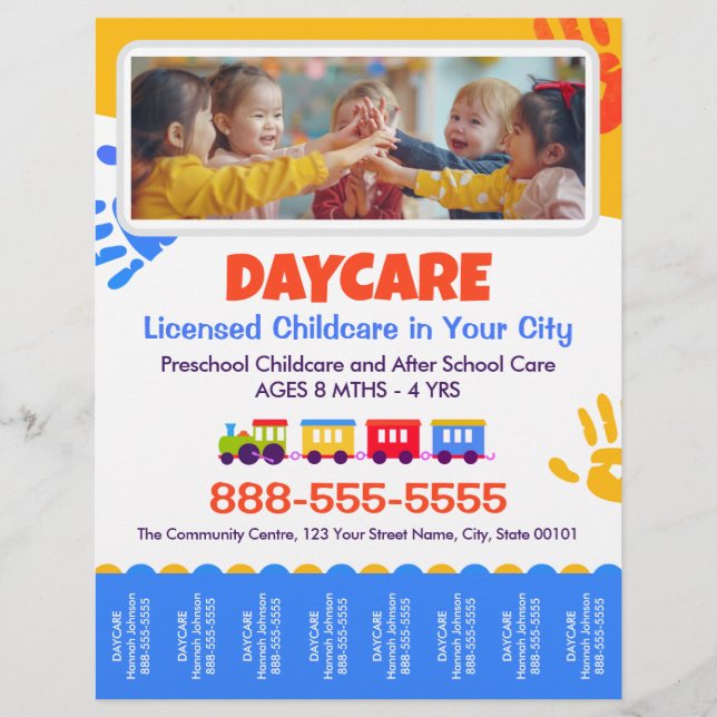Daycare Childcare Kids Tear-Offs Flyer Template (Front)