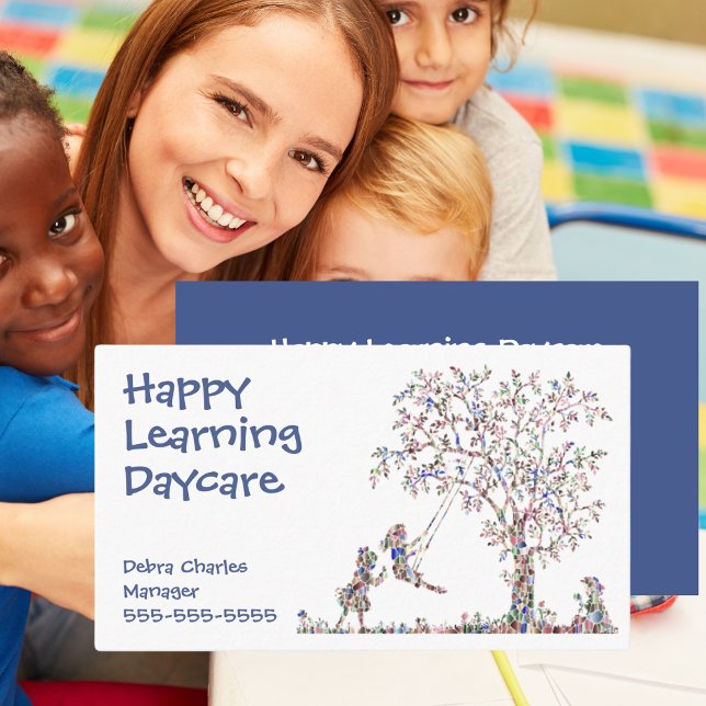 Daycare Children Nature Business Card (Daycare Children Nature Blue Business Card
)