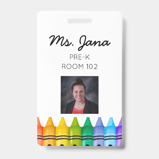 Daycare Primary Teacher Photo ID Badge (Front)