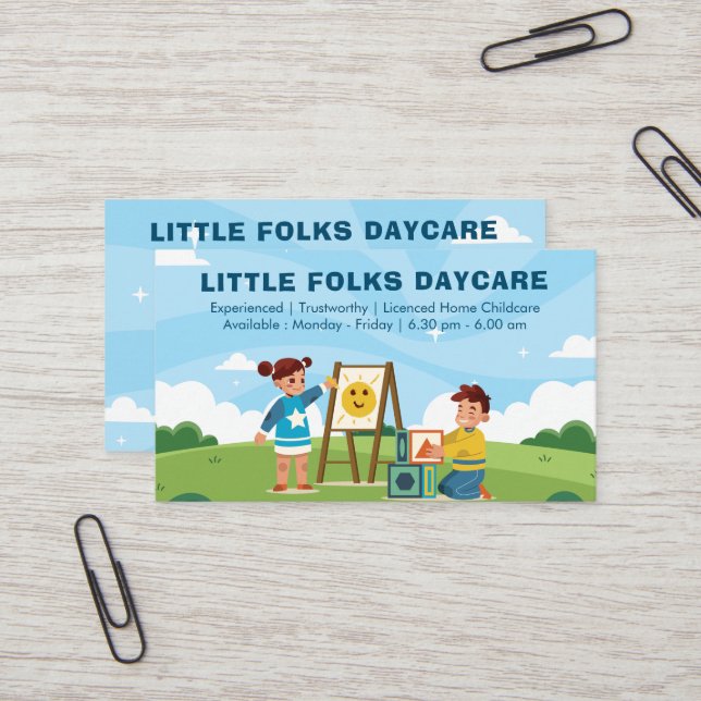 Daycare Professional Business | licensed Childcare Business Card (Front/Back In Situ)