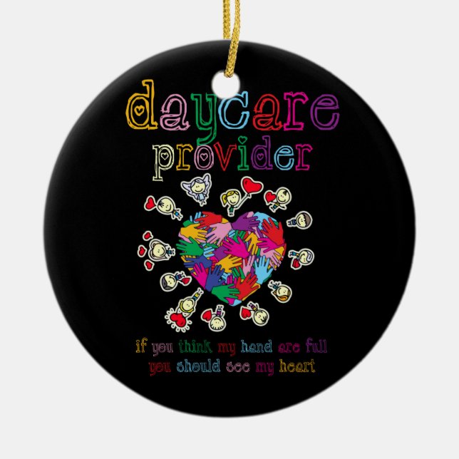 Daycare Provider Childcare Cute Heart Teacher Ceramic Tree Decoration (Front)