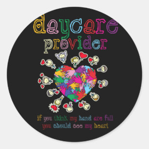 Daycare Provider Childcare Cute Heart Teacher Classic Round Sticker