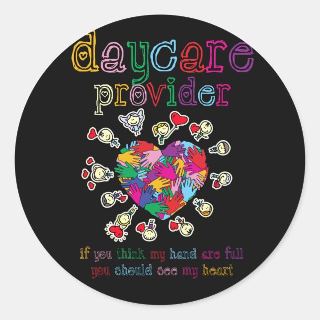 Daycare Provider Childcare Cute Heart Teacher Classic Round Sticker (Front)
