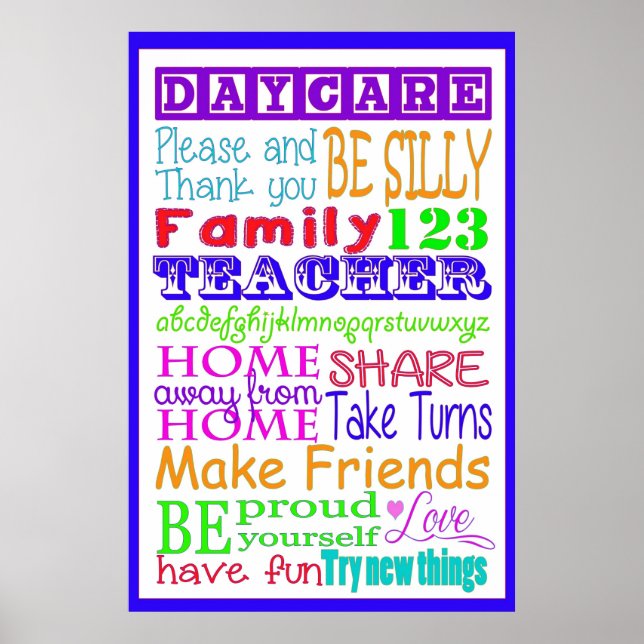 Daycare Subway Art Poster (Front)