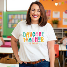 Daycare Teacher Fun Colourful Text Custom
