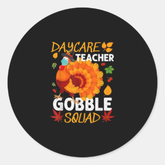 Daycare Teacher Gobble Squad Turkey Face Mask Gift Classic Round Sticker