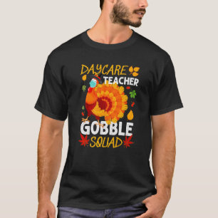 Daycare Teacher Gobble Squad Turkey Face Mask Than T-Shirt
