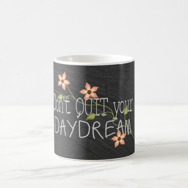 daydream and flower design on chalkboard coffee mug (Center)