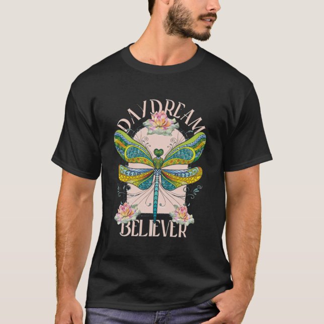 Daydream Believer Dragonfly Retro Boho inspiration T-Shirt (Front)