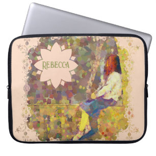 Daydream Girl on Wall Abstract Colourful Geometry Laptop Sleeve