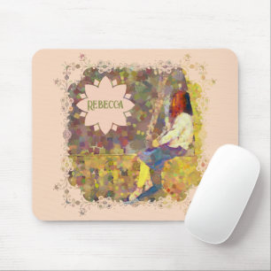 Daydream Girl on Wall Abstract Colourful Geometry Mouse Mat
