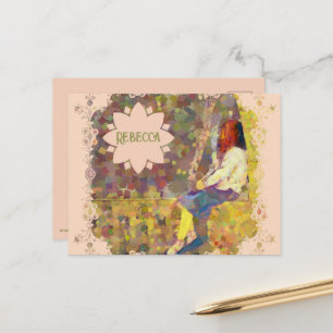 Daydream Girl on Wall Abstract Colourful Geometry Postcard