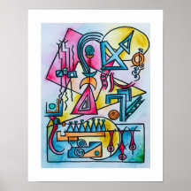 Daydream-Modern Bauhaus Geometric Watercolor Art