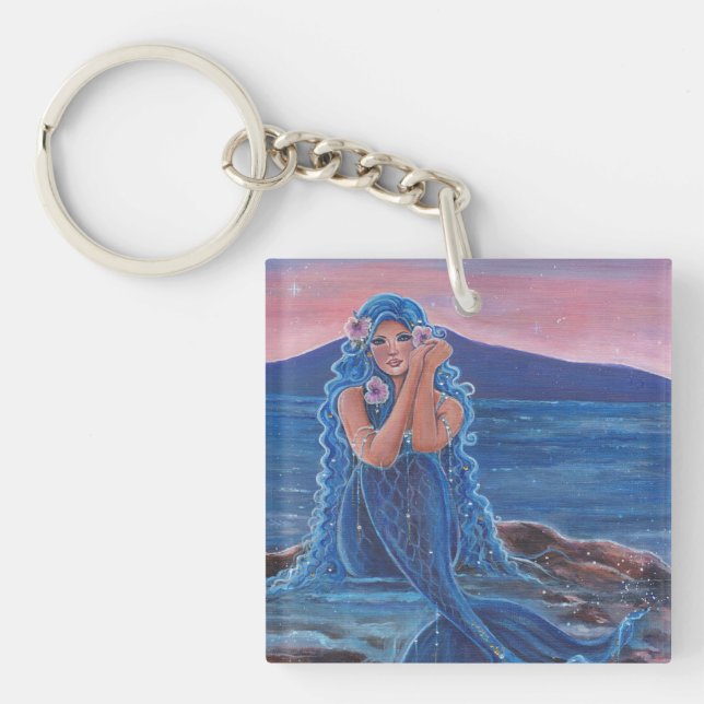 Daydreamer blue mermaid by Renee Lavoie Key Ring (Front)