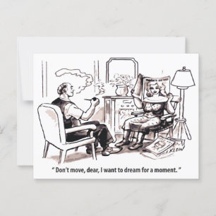 Daydreamer, Man and Woman relationship, Humour, Postcard