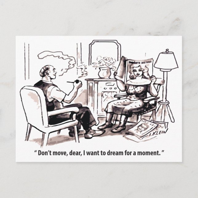 Daydreamer, Man and Woman relationship, Humour, Postcard (Front)