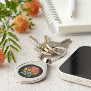 Daydreaming Cool Cat's Tropical Escape Key Ring