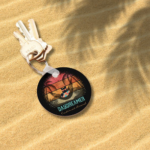 Daydreaming Cool Cat's Tropical Escape Key Ring