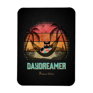 Daydreaming Cool Cat's Tropical Escape Magnet