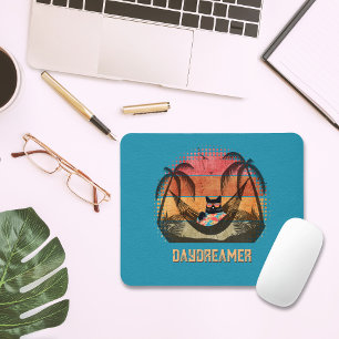 Daydreaming Cool Cat's Tropical Escape Mouse Mat