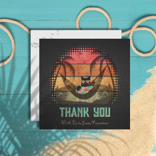 Daydreaming Cool Cat's Tropical Escape Thank You Card
