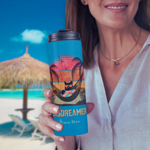 Daydreaming Cool Cat's Tropical Escape Thermal Tumbler