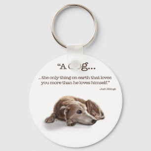 Daydreaming Dog Illustration Key Ring
