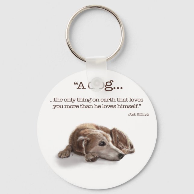 Daydreaming Dog Illustration Key Ring (Front)