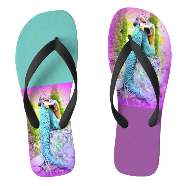 daydreaming mermaids purple/green flip flops (Footbed)
