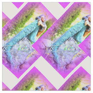daydreaming mermaids zigzag fabric