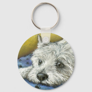 Daydreaming westie key ring