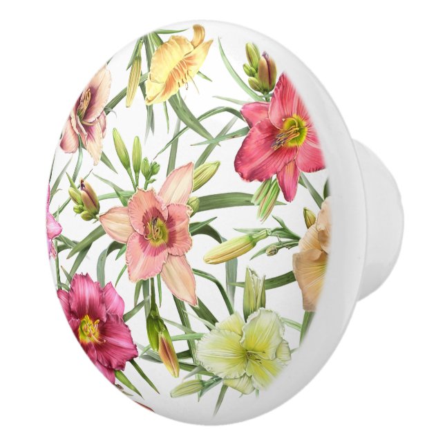 Daylilies All Over Ceramic Knob (Right)