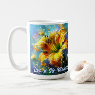 Daylily Daylilies Flower Yellow Teal Personalised Coffee Mug