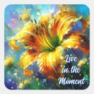 Daylily Daylilies Flower Yellow Teal Personalised Square Sticker