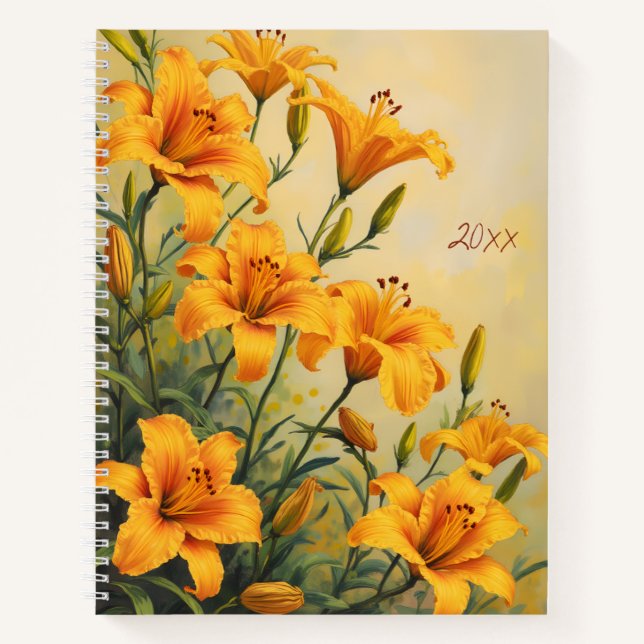 Daylily Floral Spiral-bound Journal Notebook (Front)