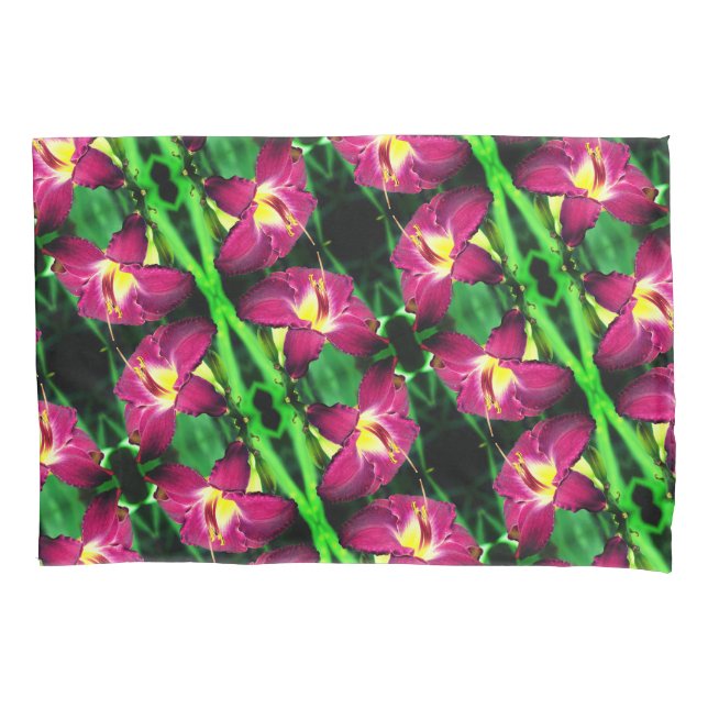 Daylily Flower Close Up Abstract Pattern Pillowcase (Front)