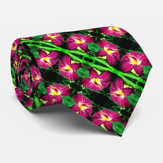 Daylily Flower Close Up Abstract Pattern      Tie (Rolled)