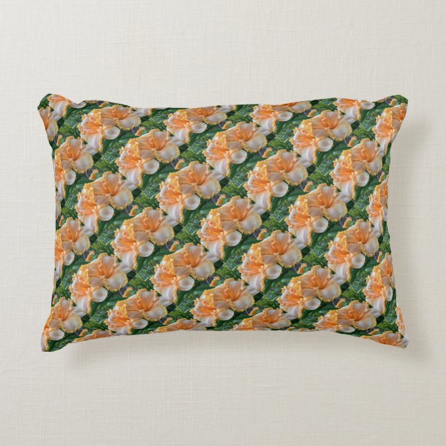 Daylily ‘Spacecoast Peach Fringe’ Accent Pillow (Front)