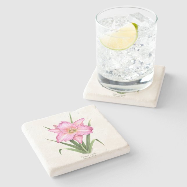 Daylily - Ultimate Pink Stone Coaster (Side)