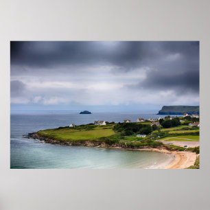 Daymer bay beach landscape in Cornwall UK Poster