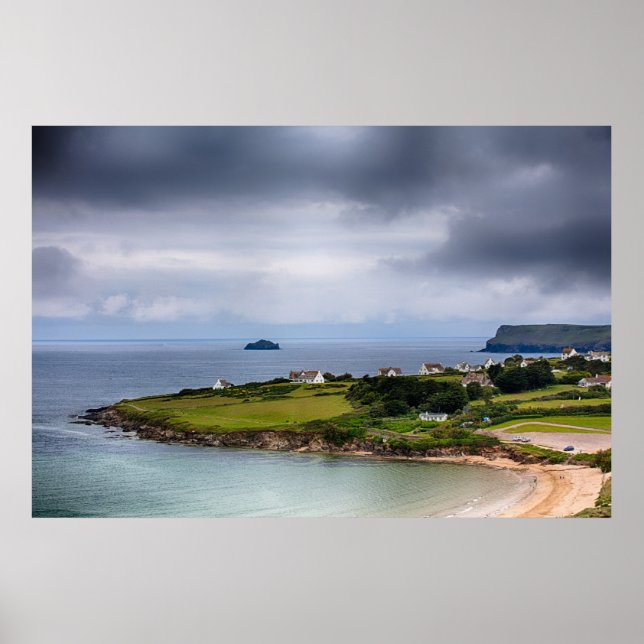 Daymer bay beach landscape in Cornwall UK Poster (Front)