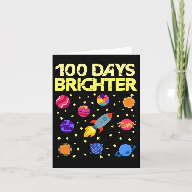 Days Brighter 100th Day Of School Stars Rocket  Card (Front)