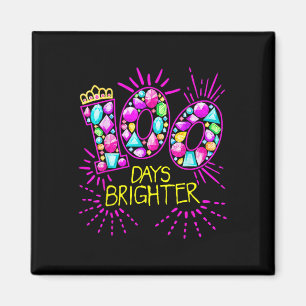 Days Brighter Teacher Girls 100 Days Of School Dia Magnet