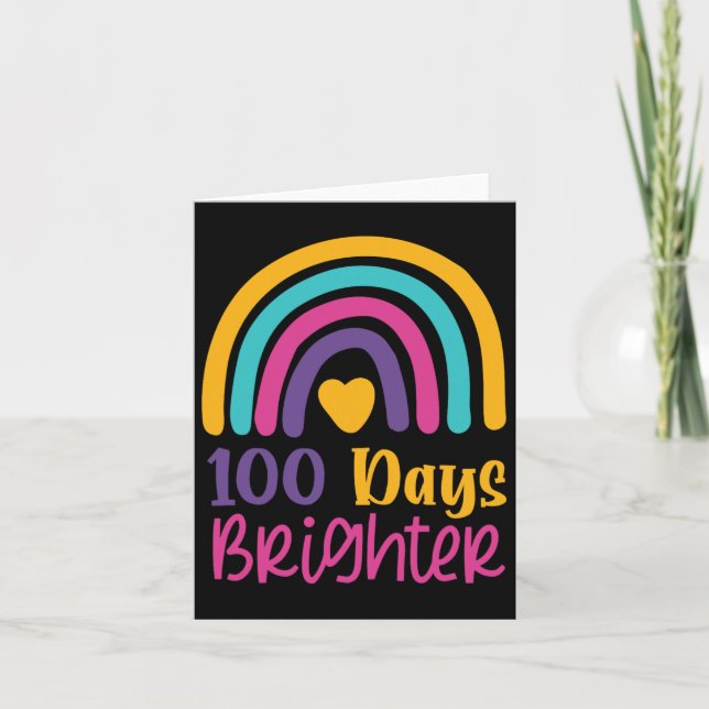 Days Brighter Teacher Girls 100 Days Of School Rai Card (Front)