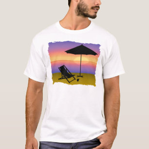 Days End at the Beach with Umbrella and Chair T-Shirt