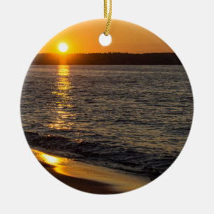 Days End At Traverse City Ceramic Tree Decoration