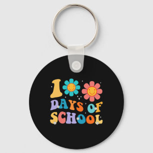 Days Happy 100th Day Of School Teacher Kids Retro Key Ring