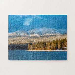 Days Last Light Shines On Ski Runs Of Whitefish Jigsaw Puzzle