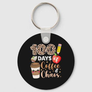 Days Of Coffee Chaos 100th Day Of School Teachers Key Ring
